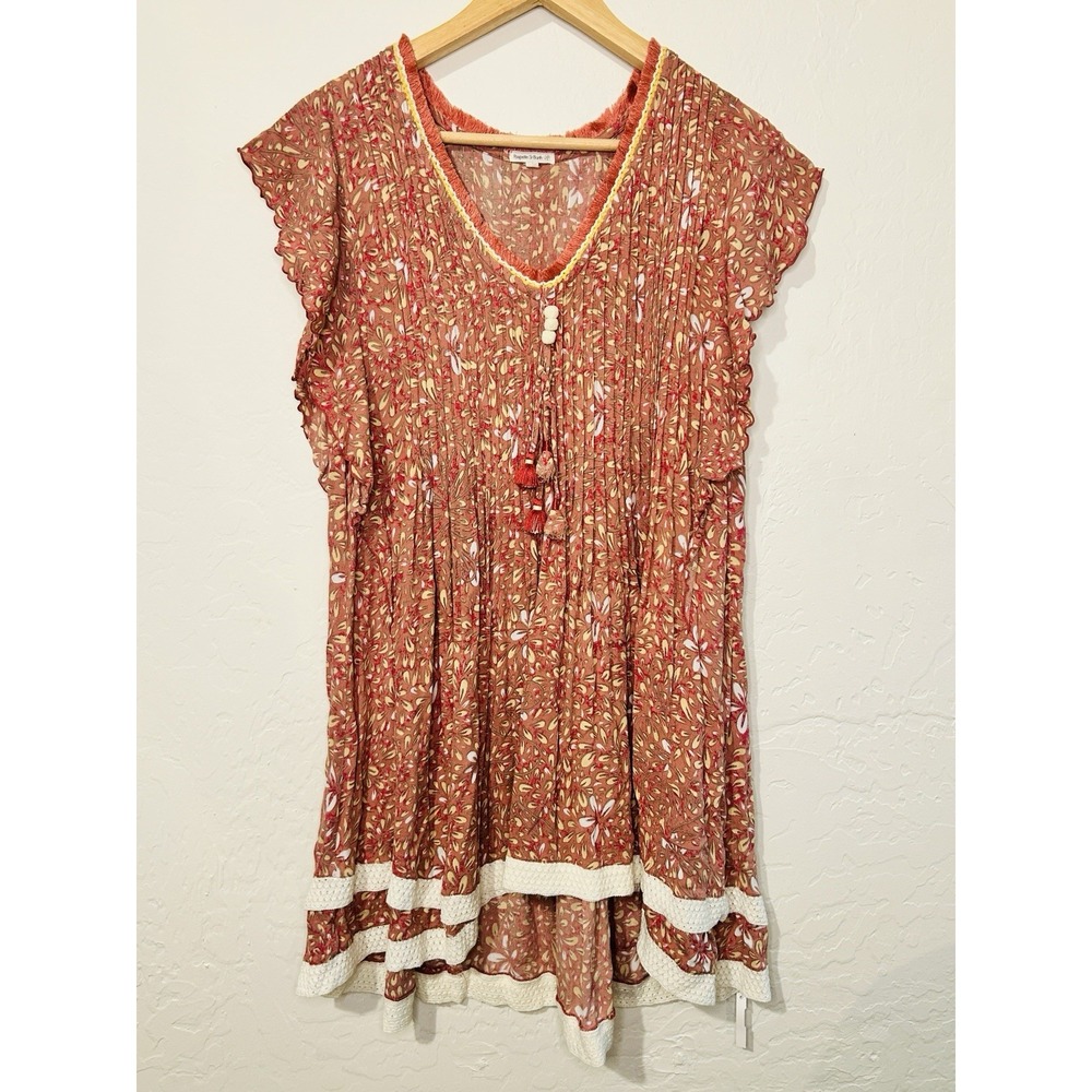 Poupette St Barth Sasha Pink Floral Boho Feminine Mini Dress S‎ $330 Retail